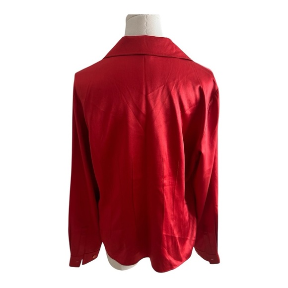 Lafayette 148 New York 100% Silk Charmeuse Top Button Down Work Blouse Size 12 - Picture 2 of 9